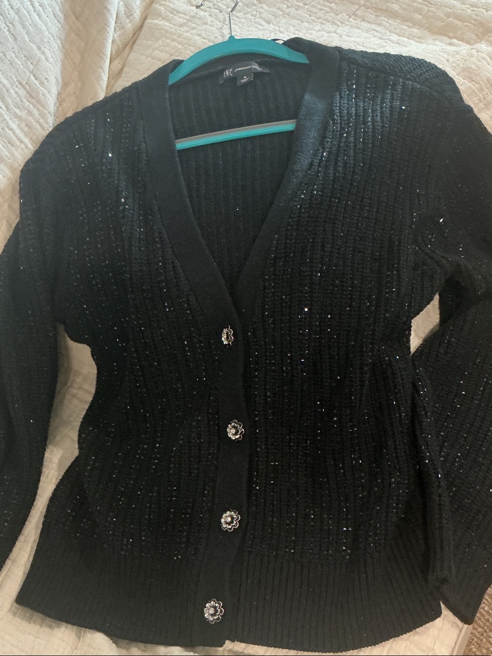 INC - Black Heavy Beaded Carnigan
